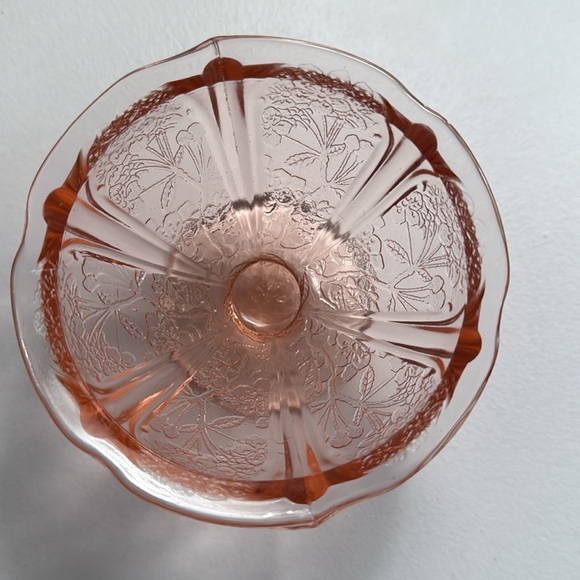 Jeanette glassware Set of 5 Cherry Blossom Vintage Pink Glass Dessert Bowls - Picture 7 of 9
